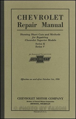 1916-1928 Chevrolet Parts Book Reprint