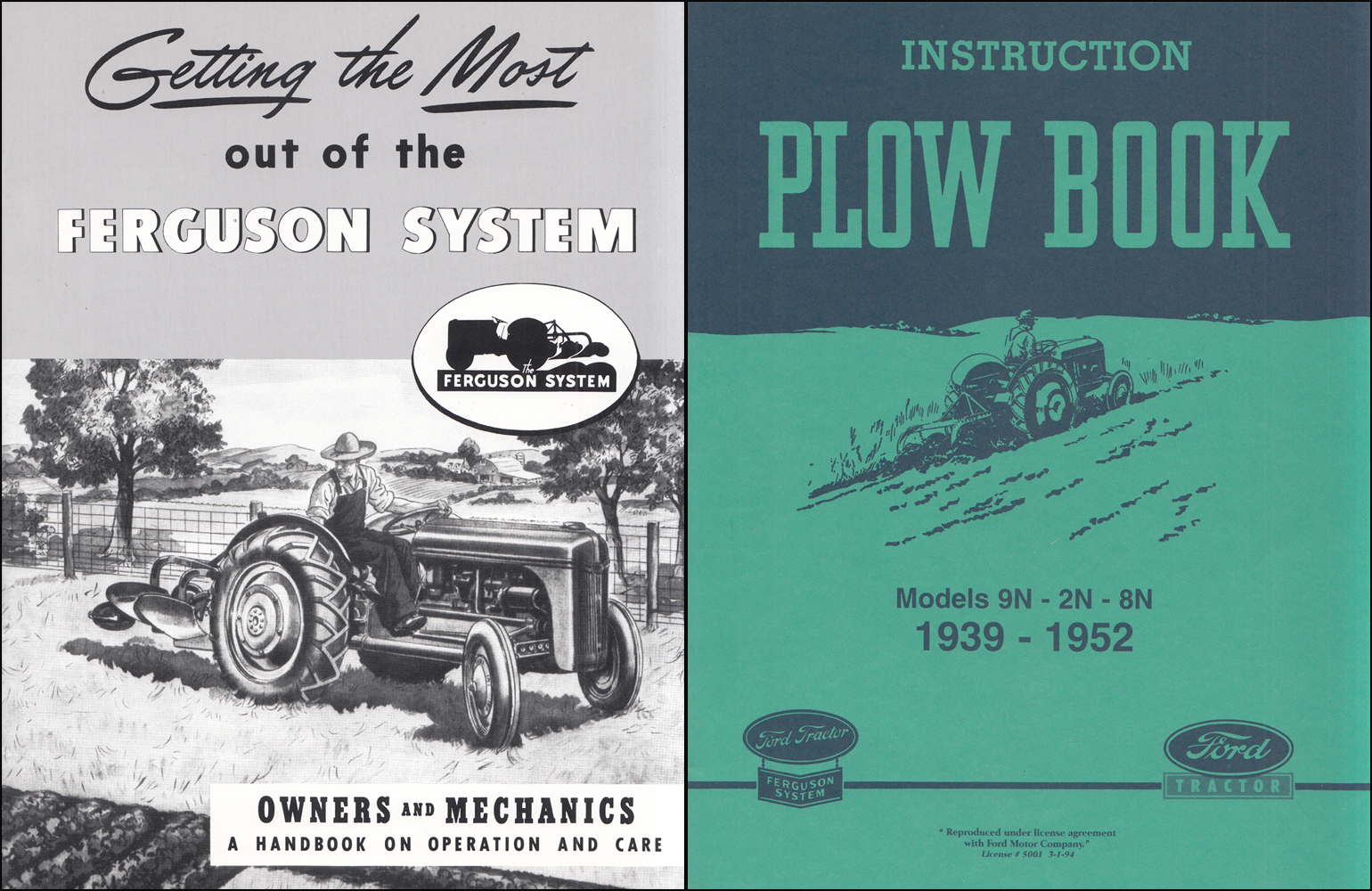 Ford 2n 8n 9n Tractor Plow Implement Reprint Owner Manual Set