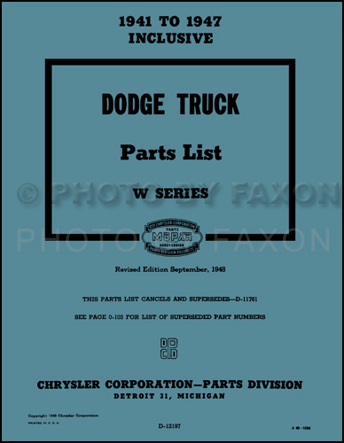 Dodge Truck Parts >> 1941 1947 Dodge Pickup Truck Parts Book Reprint Dodge Truck Parts >> 1941 1947 Dodge Pickup Truck Parts Book Reprint