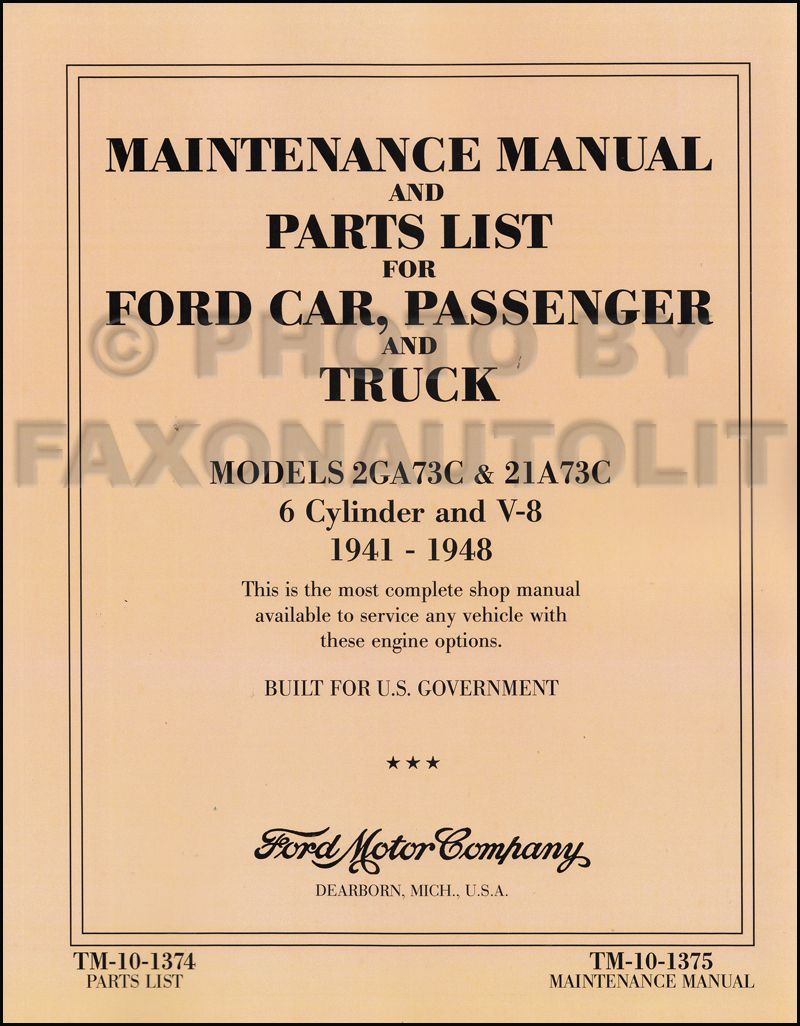 ford company parts on 1941 1948 Ford Car Truck Shop Manual And Parts Catalog Reprint