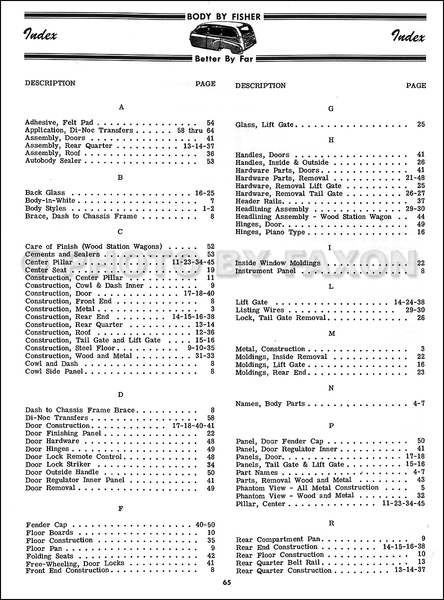 1949-1950 Station Wagon Body Repair Shop Manual Original Chevrolet Olds