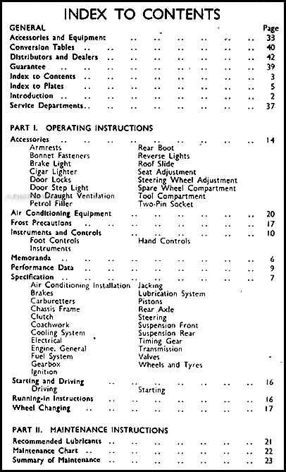 1949 Jaguar 2.5 and 3.5 Litre Mark V Owner's Manual Original