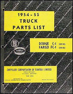 1954 1955 Canadian Dodge Truck And Fargo Parts Book Original