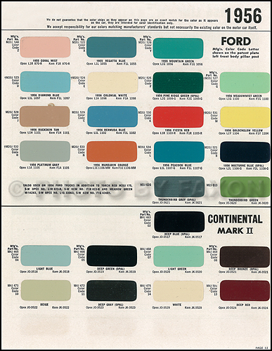 1931 Ford Color Chart