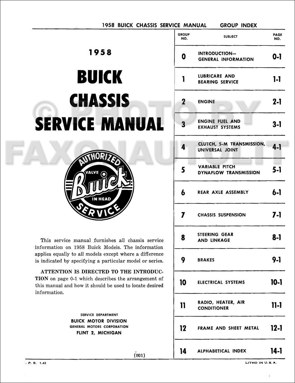 1958 Buick Repair Shop Manual ReprintAll Models