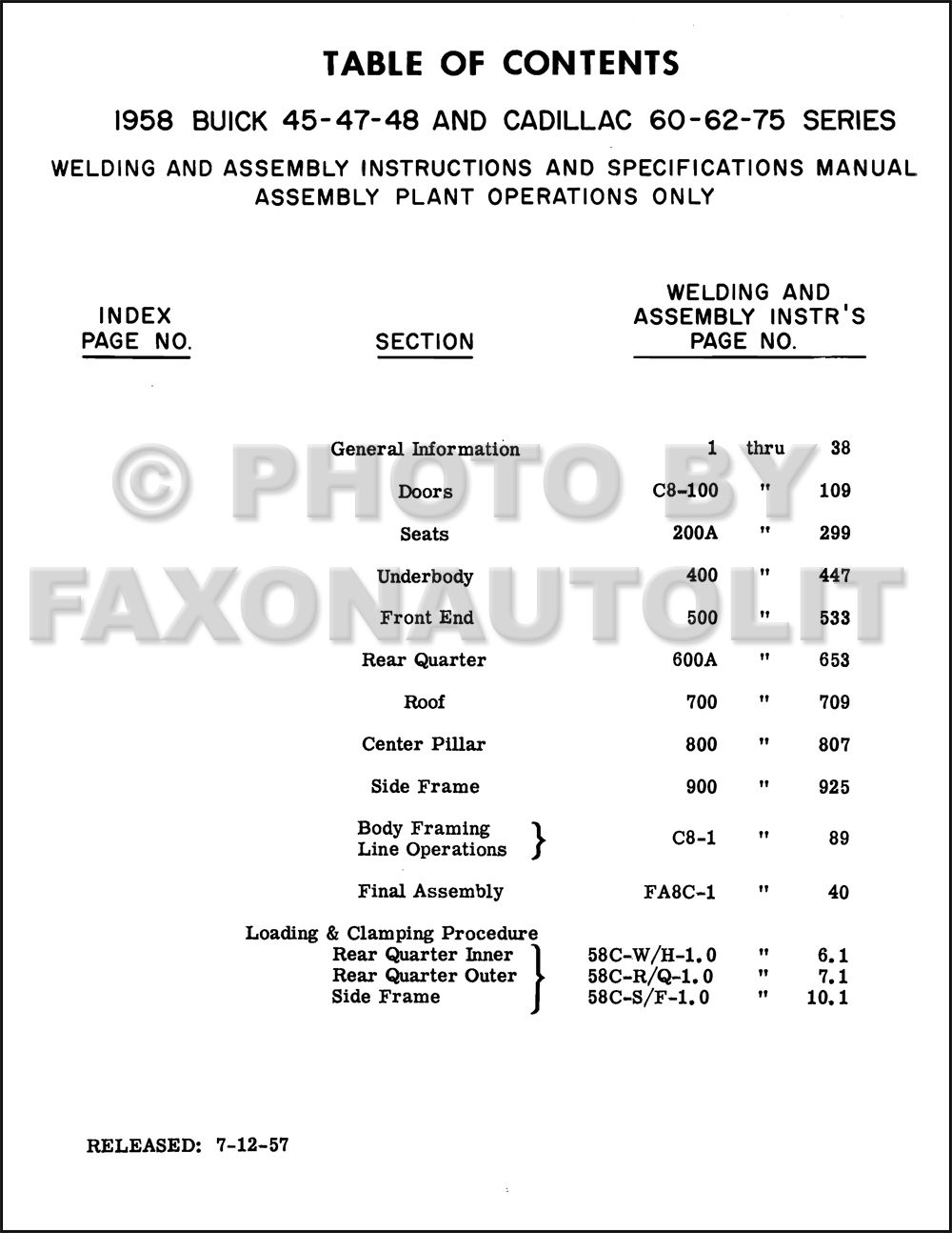1958 Fisher Body Welding Assembly Manual - Cadillac Buick ...