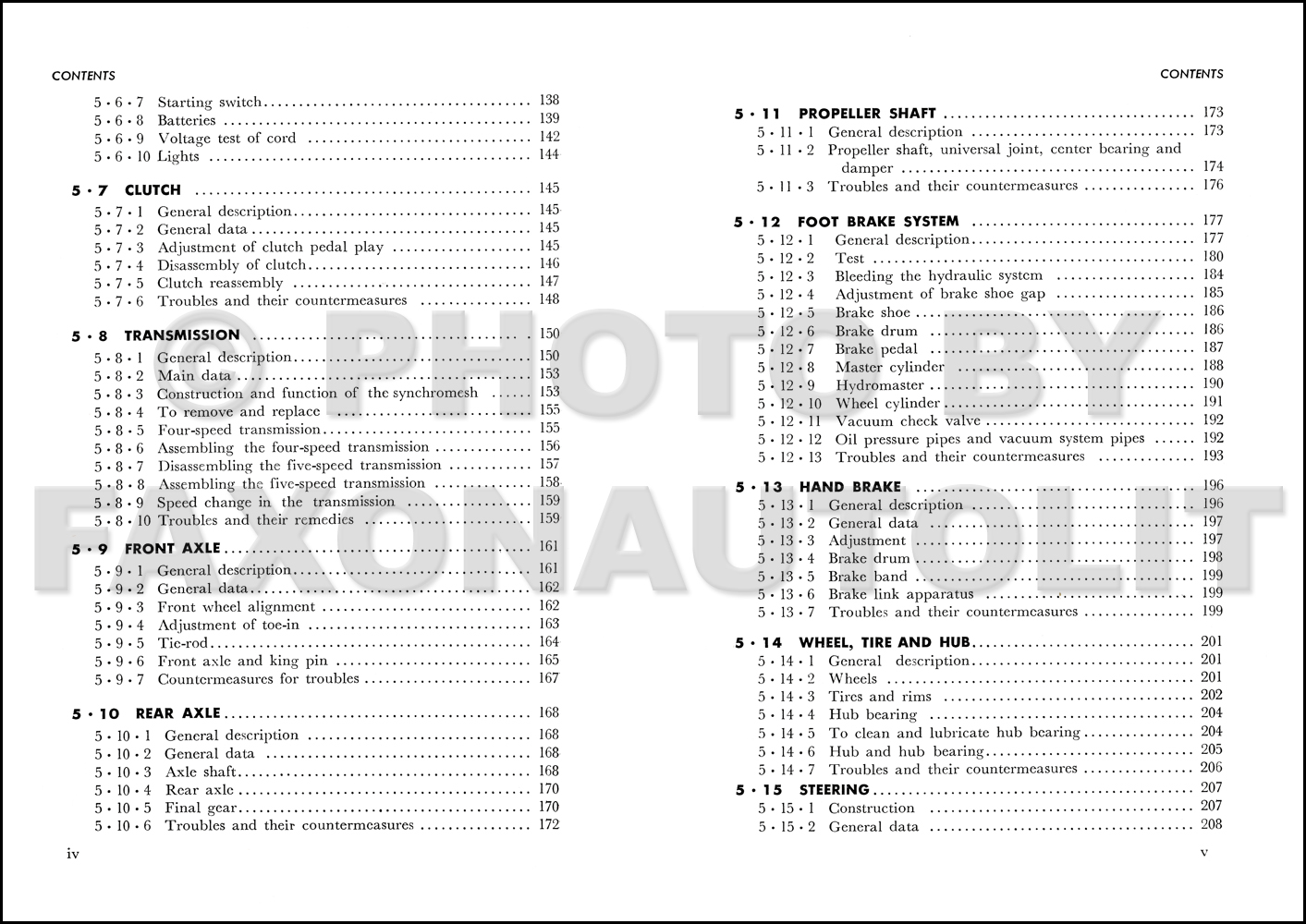 Table of Contents Page