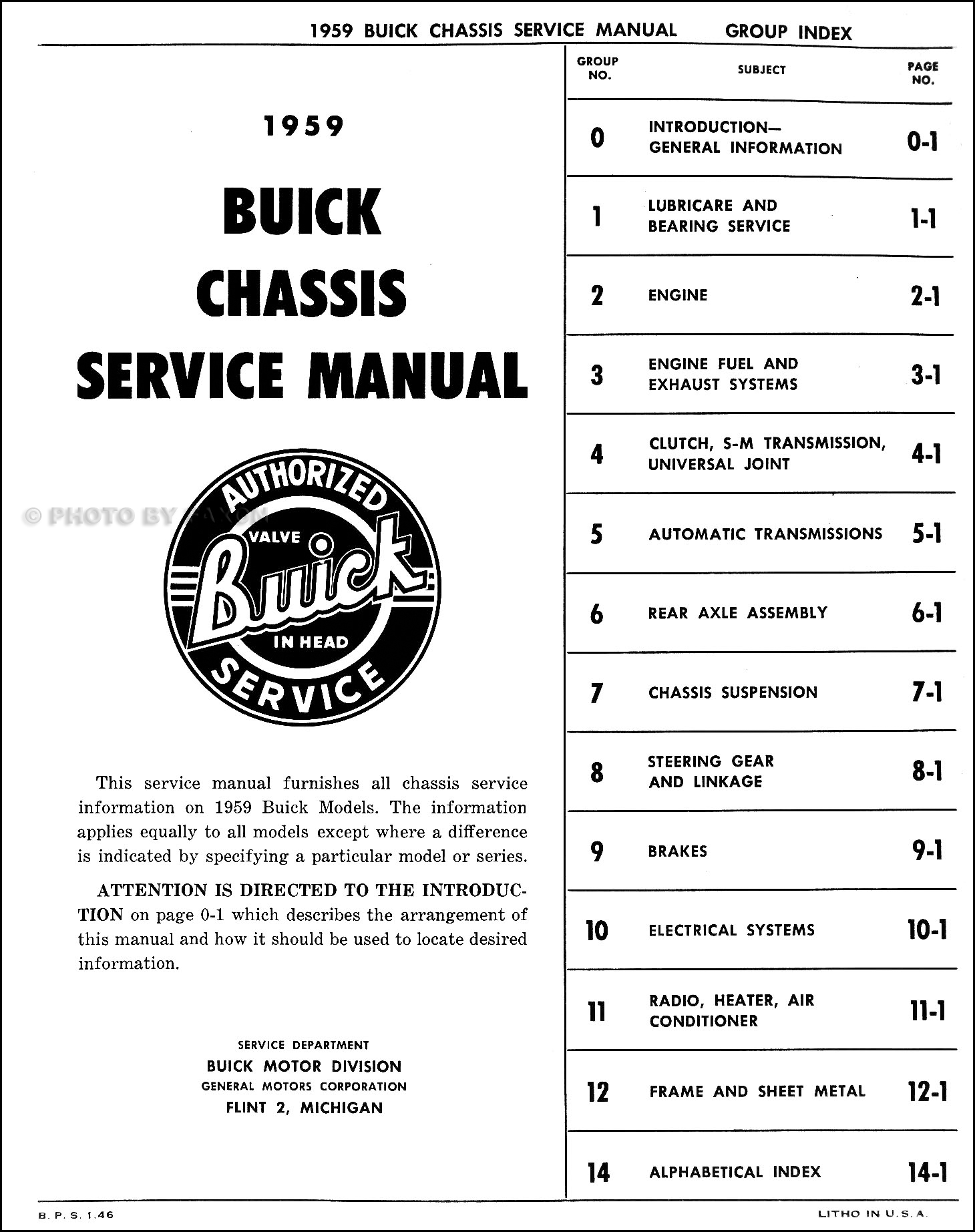 1959 Buick Repair Shop Manual OriginalLeSabre, Invicta, & Electra