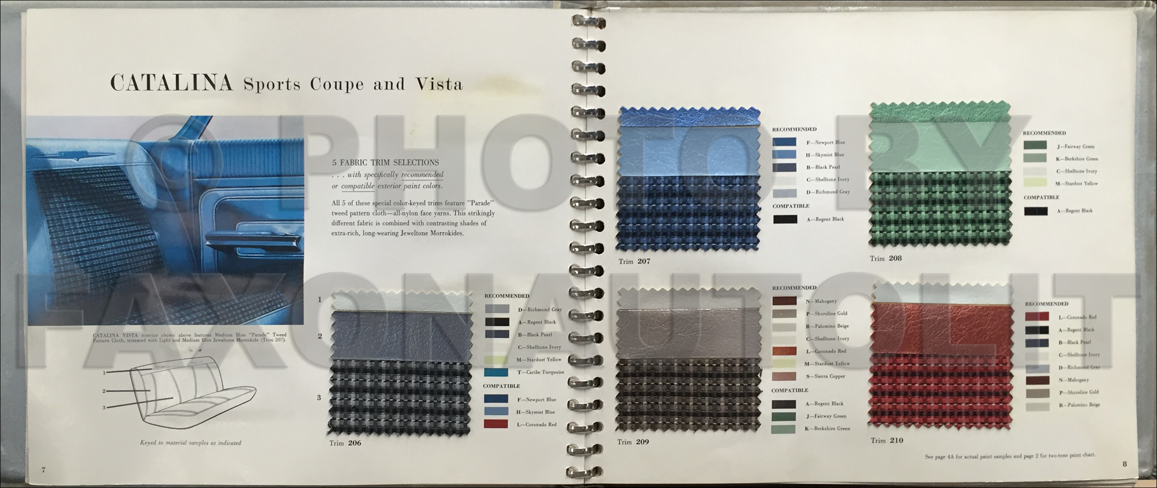 1960 Pontiac Color & Upholstery Book/Accessory Album Original