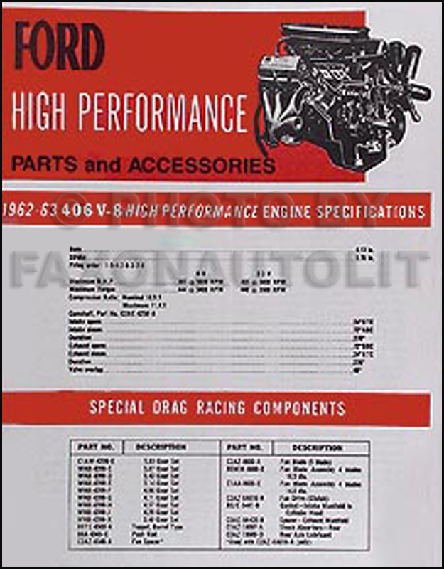 19621963 Ford Galaxie 406 HighPerformance Reprint Parts List
