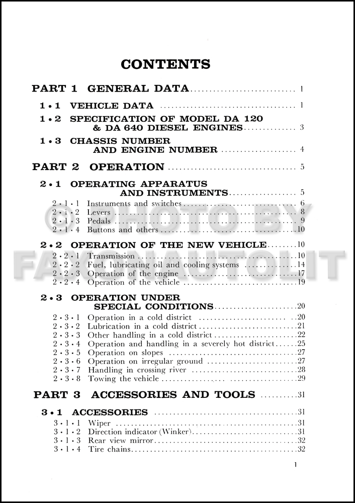 1963-1964 Isuzu Diesel Truck and Bus Owner's Manual Original TX & BX Series