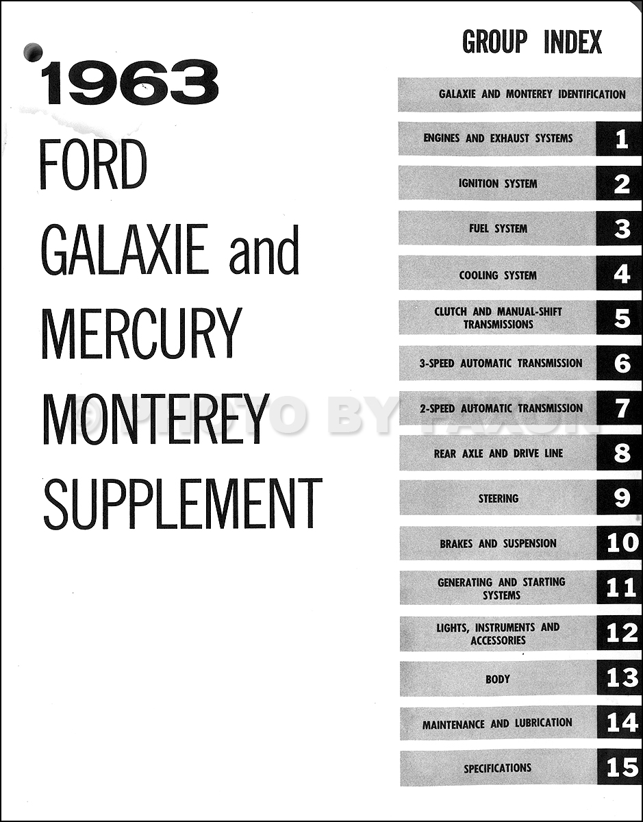... Mercury Monterey Repair Shop Manual Supplement Original · Table of Contents