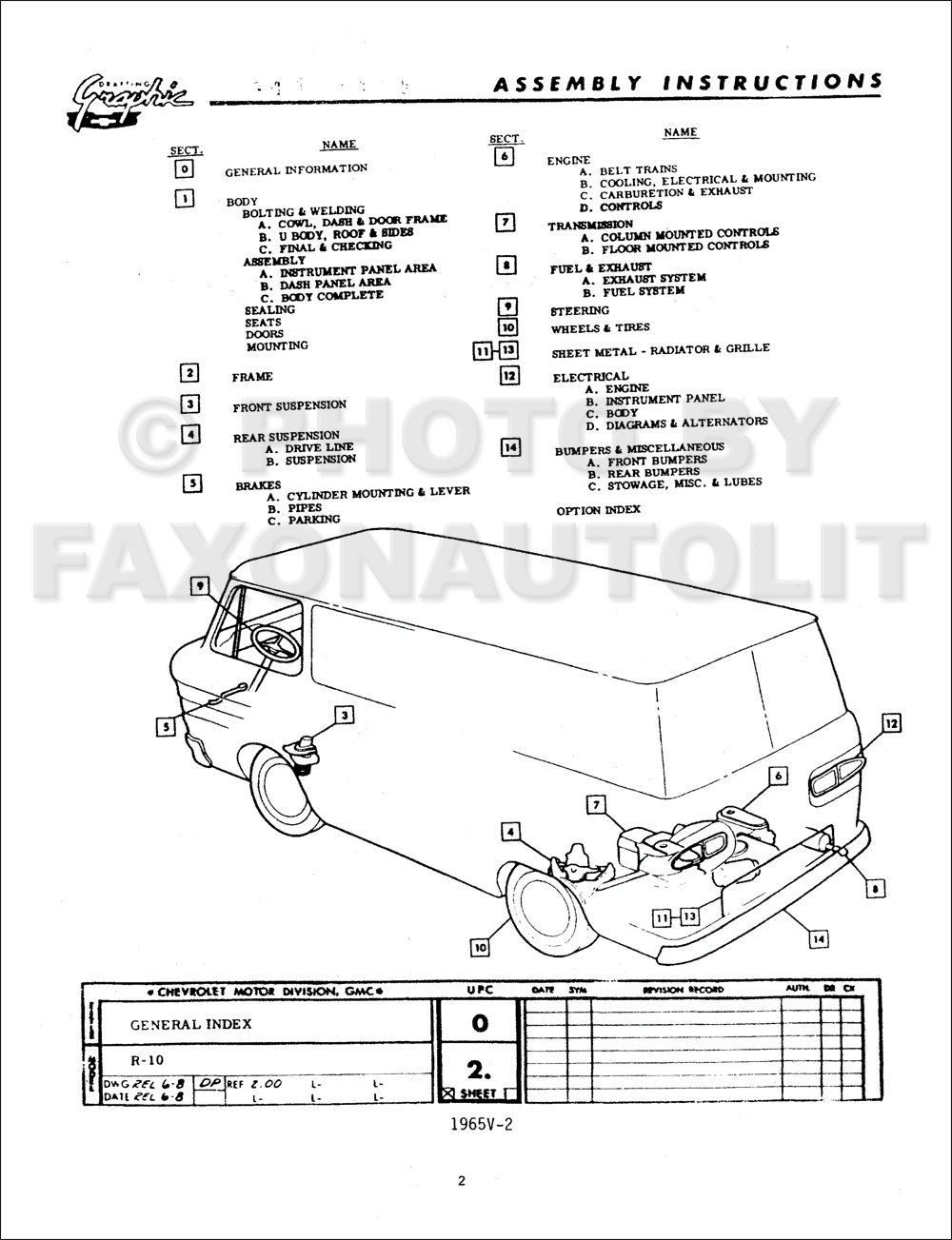 1965 Chevy Corvair Greenbrier Van Assembly Manual Reprint