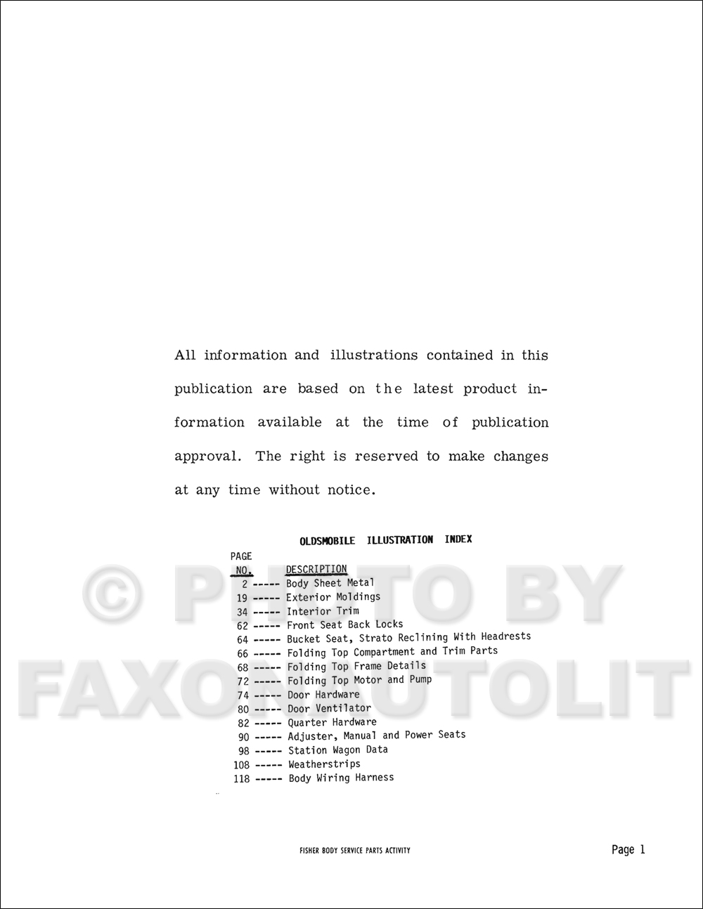 1967 Oldsmobile Fisher Body Parts Illustrations Manual Reprint. click on thumbnail to zoom