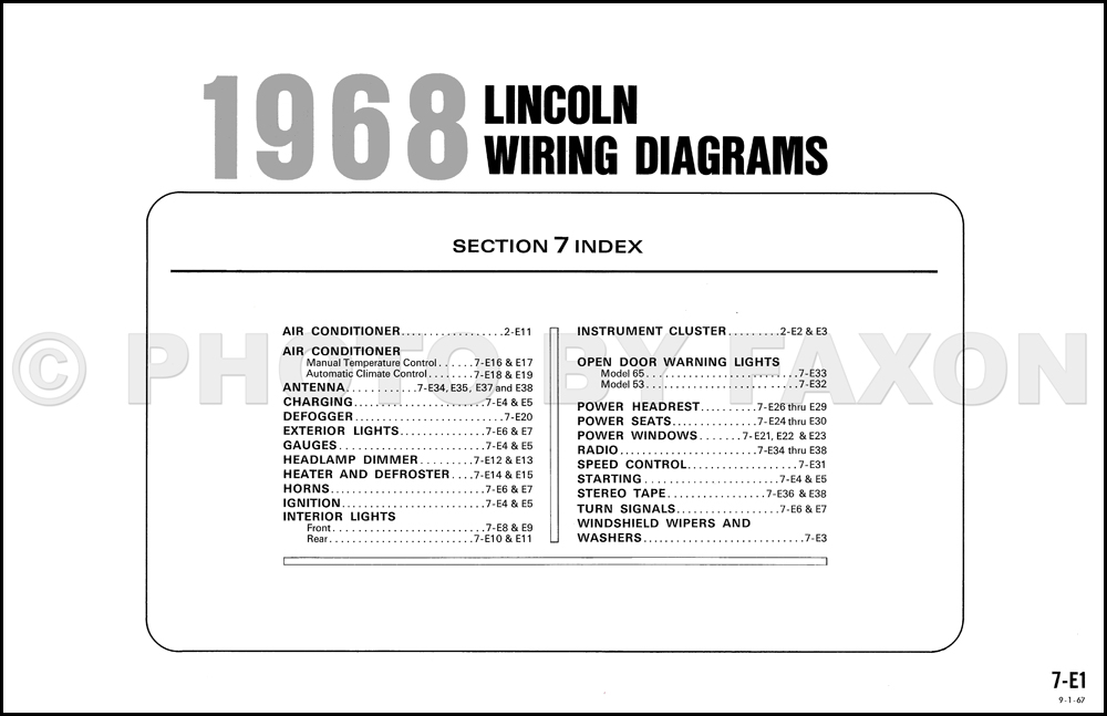 1968 Lincoln Continental Factory Wiring Diagram Original