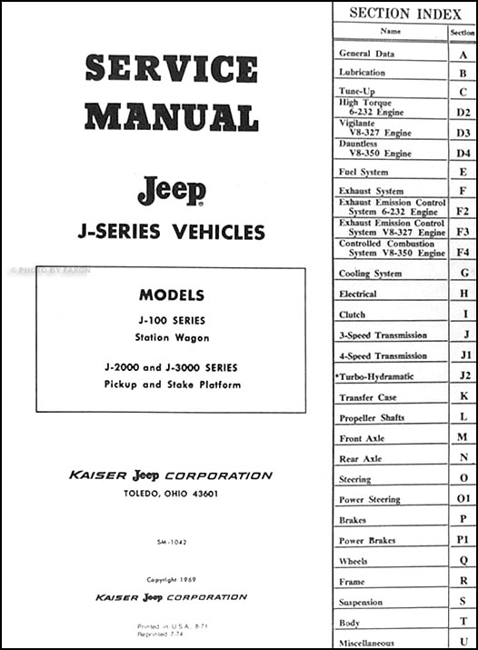 19691970 Jeep Gladiator & Wagoneer Repair Shop Manual Original