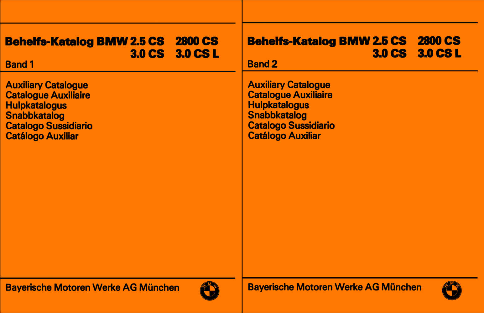 1969-1976 BMW CS Parts Book Reprint 3.0 CS, CSi and CSL, 2.5 CS, 2800 CS