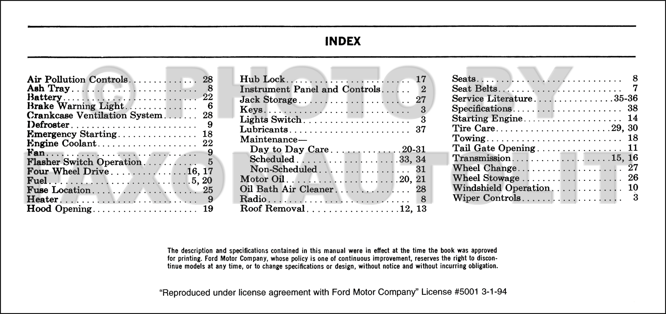 1969 Ford Bronco Owners Manual Reprint 