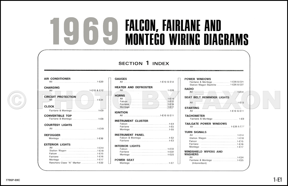 1969 Ford Wiring Diagram Original Falcon Fairlane Torino Ranchero