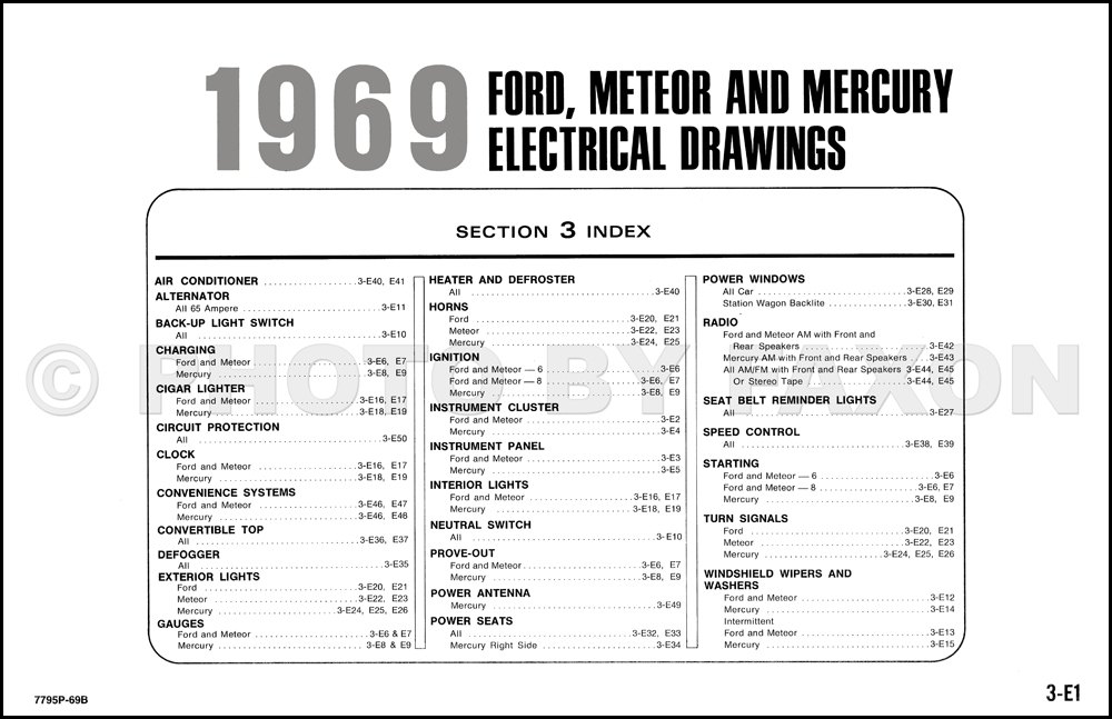 1969 Ford and Mercury Wiring Diagram Galaxie Custom LTD ... 1969 ford ltd wiring diagram schematic 