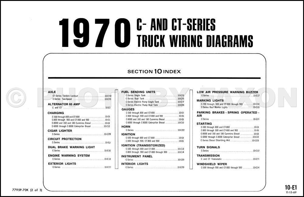 1970 Ford C-Series Truck Foldout Wiring Diagram C-500 through CT-8000