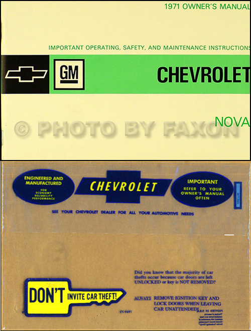 1971 Chevy Nova Wiring Diagram Manual Reprint