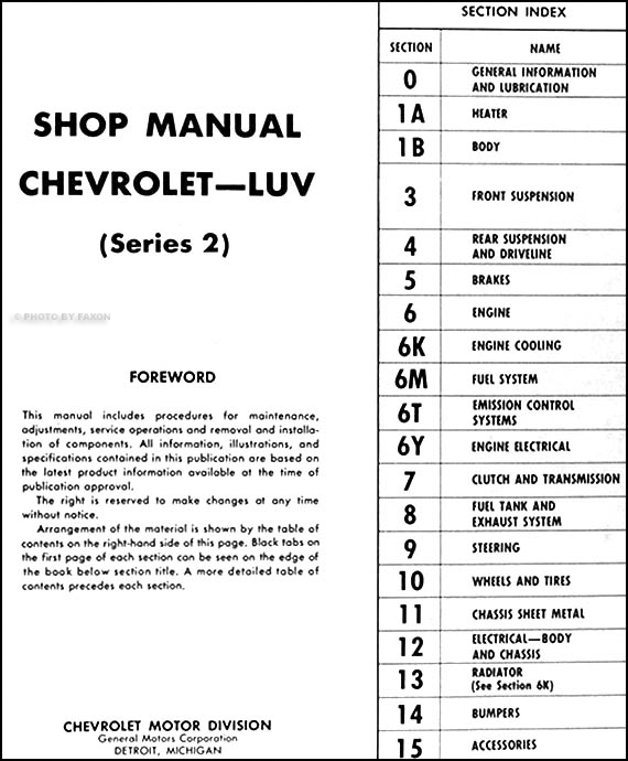 1973 Series 2 Chevy Luv Repair Shop Manual Original 1931 chevrolet wiring diagram 
