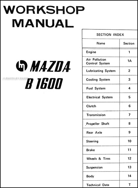 1972 Mazda B1600 Repair Shop Manual Original