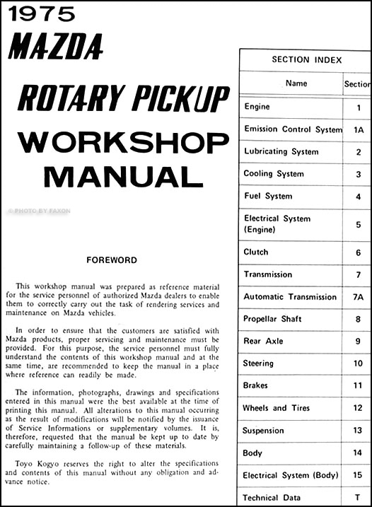 1975 Mazda Rotary Engine Emission Control System Manual Original