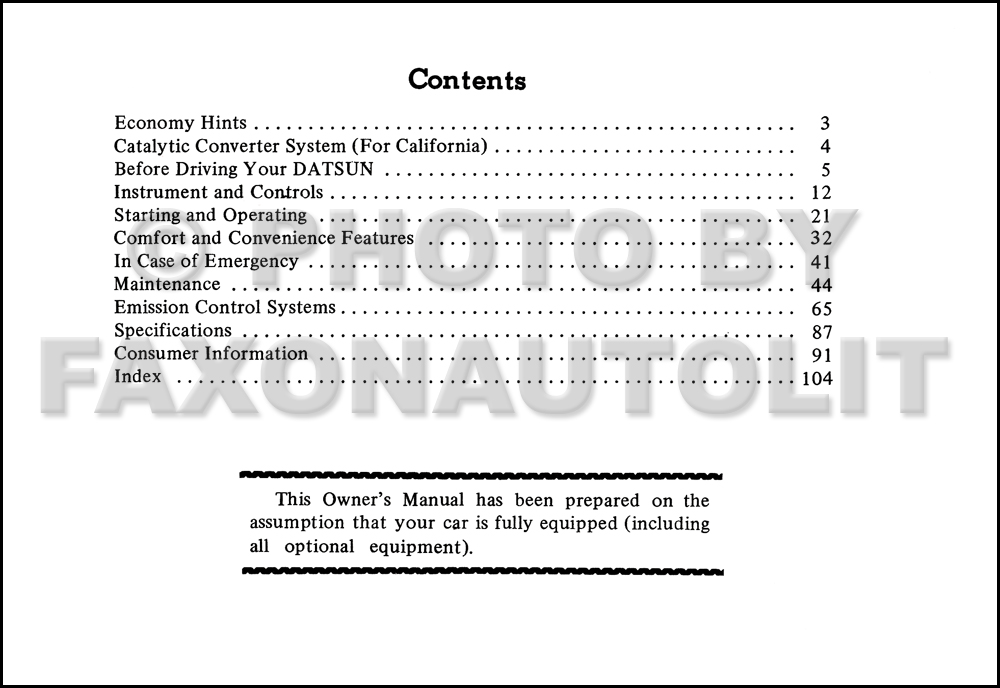 1976 Datsun 710 Owner's Manual Original