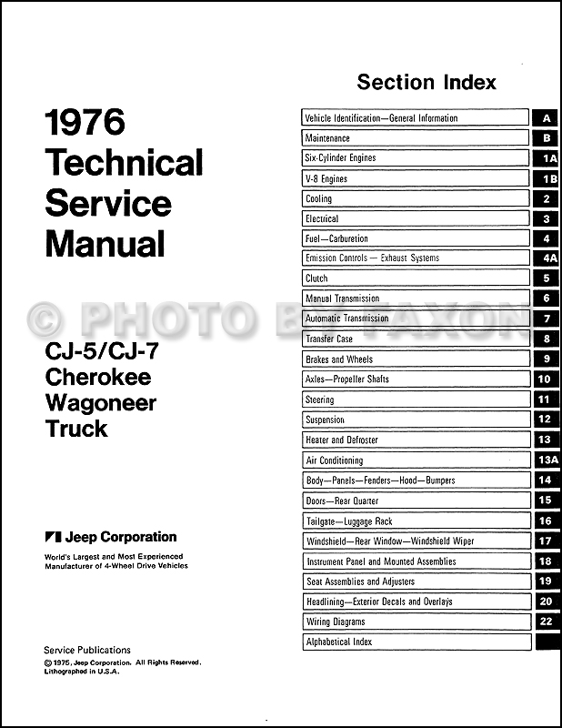 1976 Jeep Repair Shop Manual Reprint