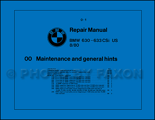 1977-1979 BMW 630CSi and 633CSi Repair Shop Manual Original