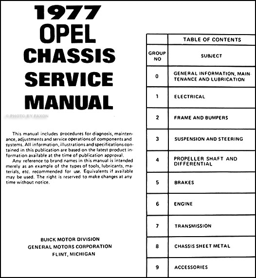 1977 Opel Repair Shop Manual Original