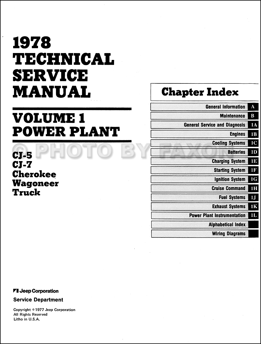 1978 Jeep Repair Shop Manual Reprint- All models 3 Volume Set