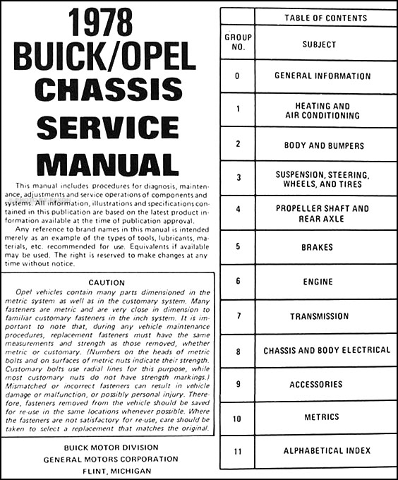 1978 Opel Repair Shop Manual Original