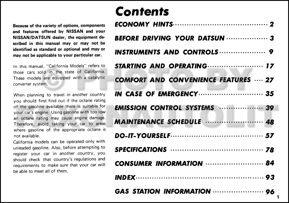 1979 Datsun 510 Owner's Manual Original