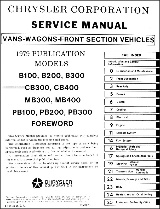 1977 Dodge Sportsman Motorhome Owners Manual