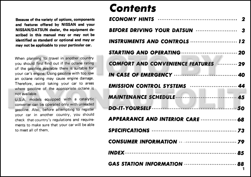 1981 Datsun 310 Owner's Manual Original