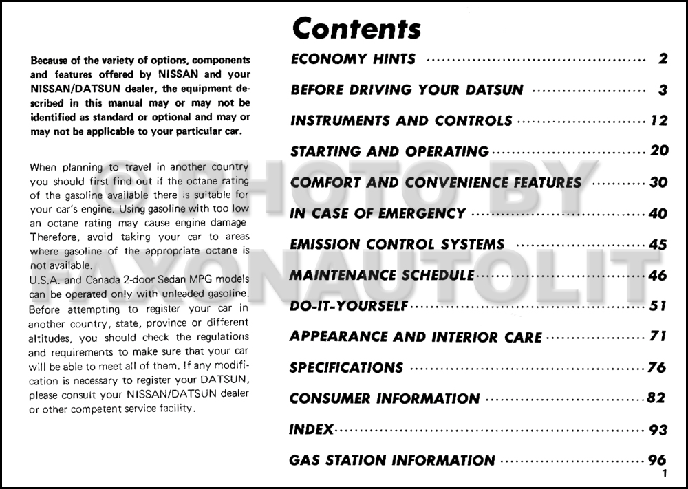 1982 Datsun 210 Owner's Manual Original