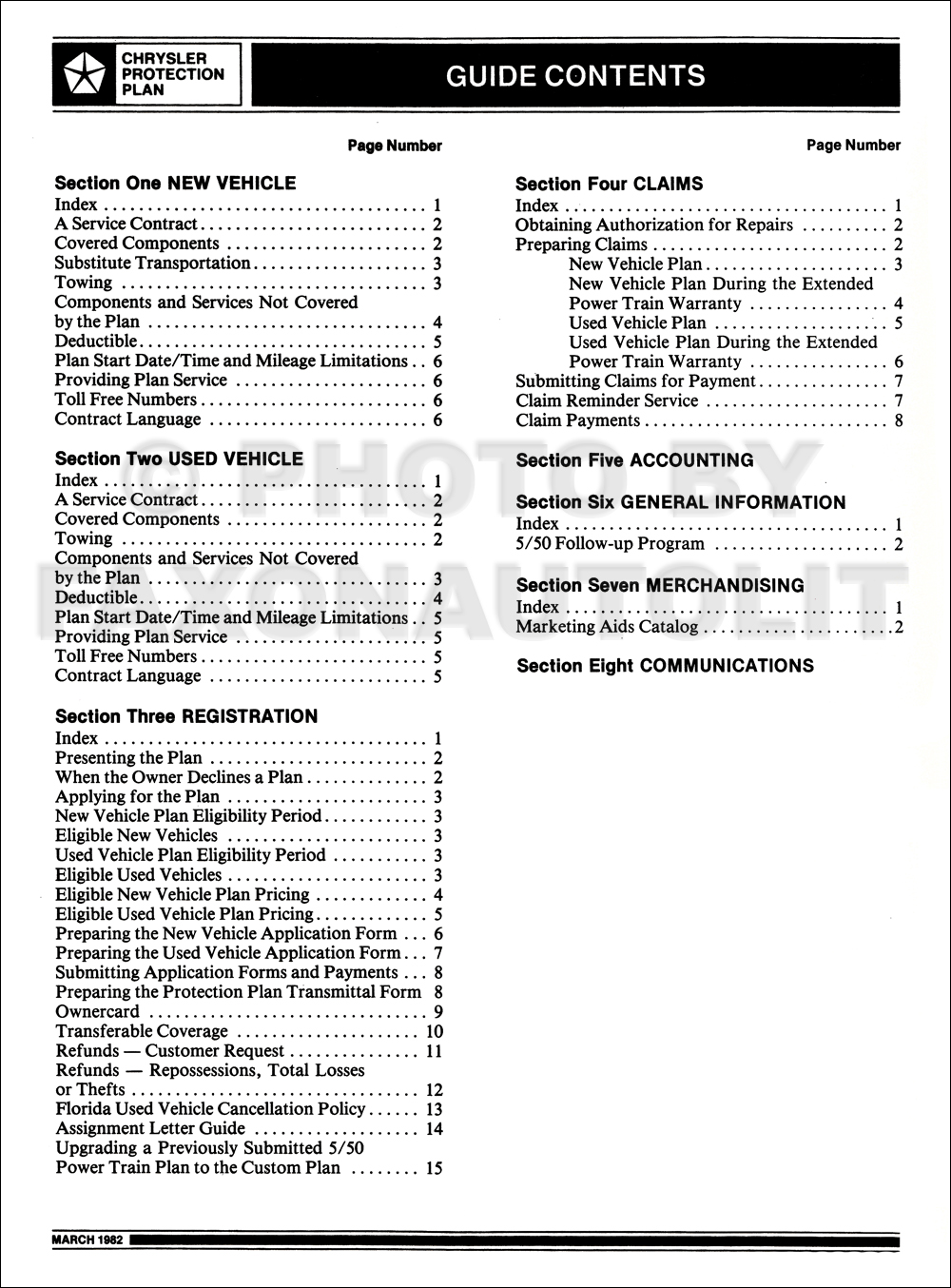 1982 Mopar Warranty Administration Manual Original