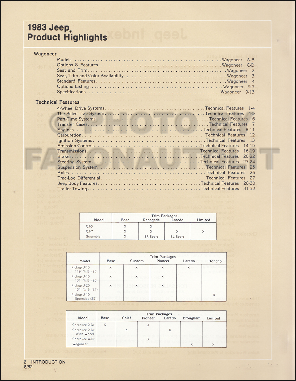 1983 Jeep Color & Upholstery Album and Data Book Original. click on thumbnail to zoom