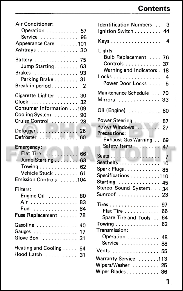 1985 Honda Accord Owner's Manual Original