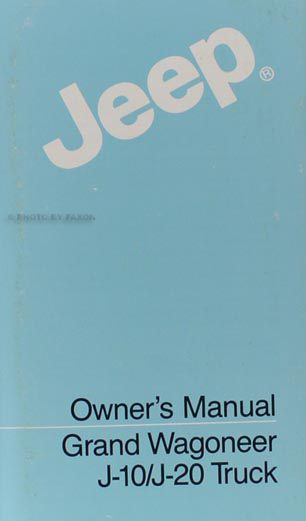 1984-1988 Jeep Grand Wagoneer J10 J20 Truck Repair Shop Manual Reprint