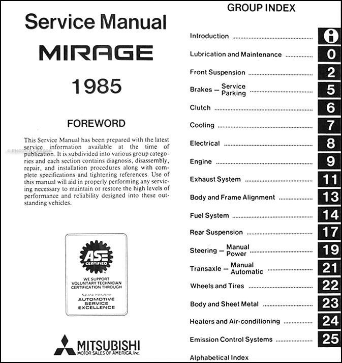 1985 Mitsubishi Mirage Repair Shop Manual Original