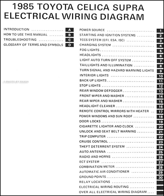 1985 Toyota Celica Supra Wiring Diagram Manual Original