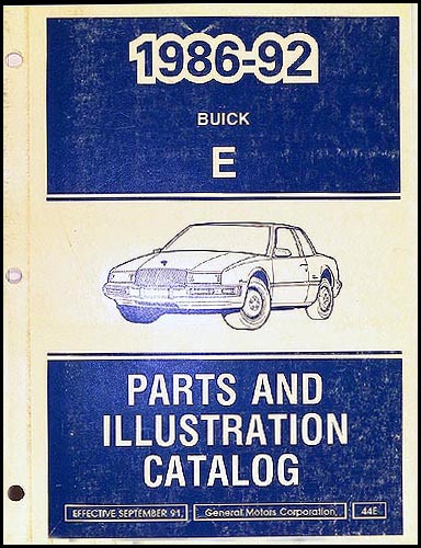 1986 1993 Buick Riviera Reatta Parts Book Original