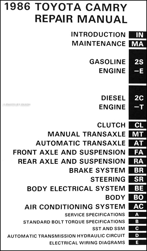 1986 Camry Wiring Diagram System - Wiring Diagram Schema