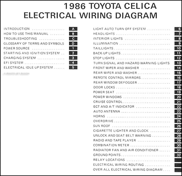 1986 Toyota Celica Wiring Diagram Manual Original