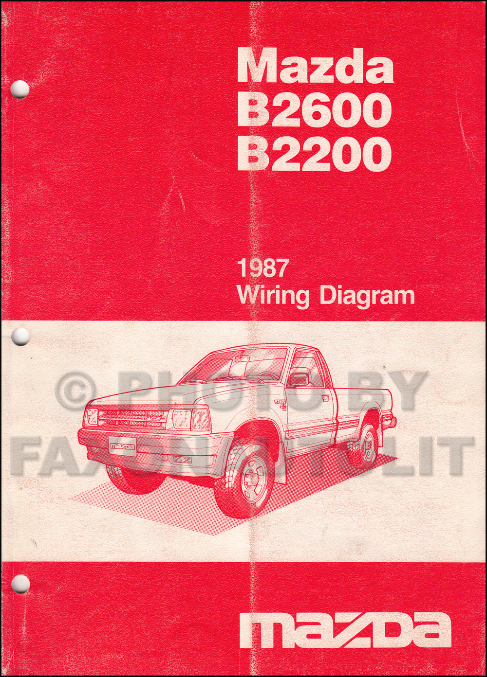 1987 Mazda B2200 B2600 Pickup Truck Wiring Diagram Manual