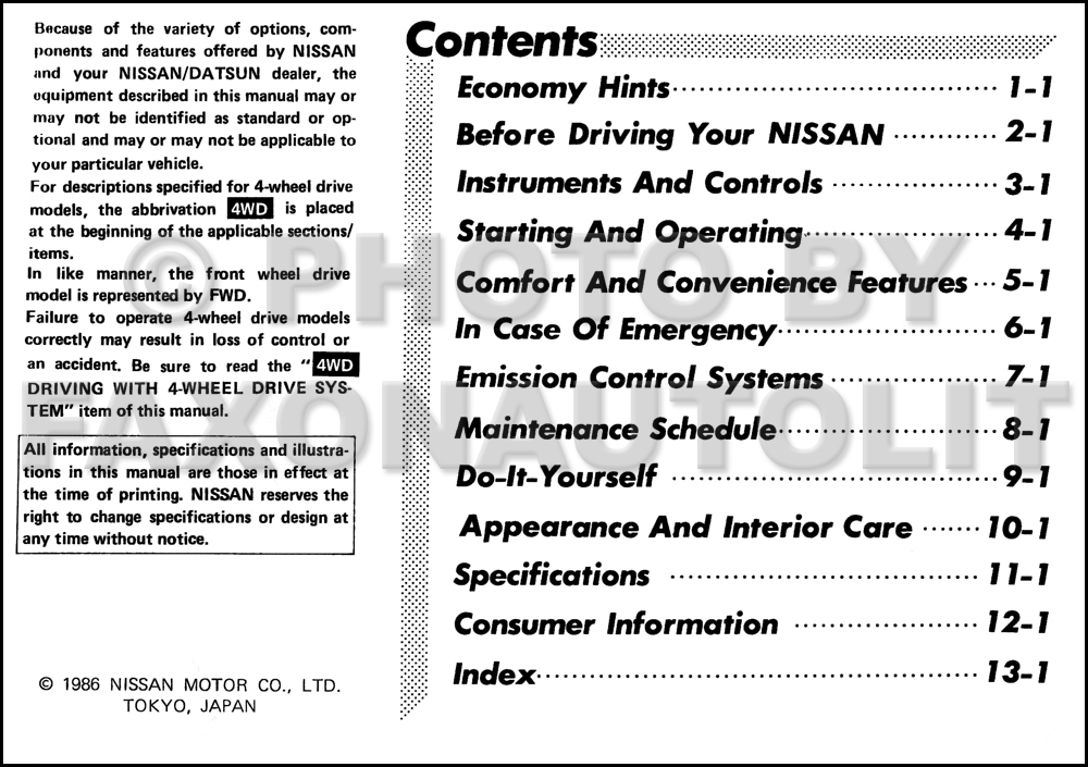 1987 Nissan Multi Owner's Manual Original Canadian in English and French